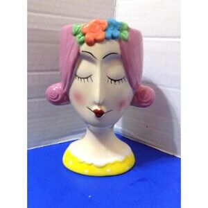 NEW Retro Style Lady Head Vase Figurine 1950s Style Girl